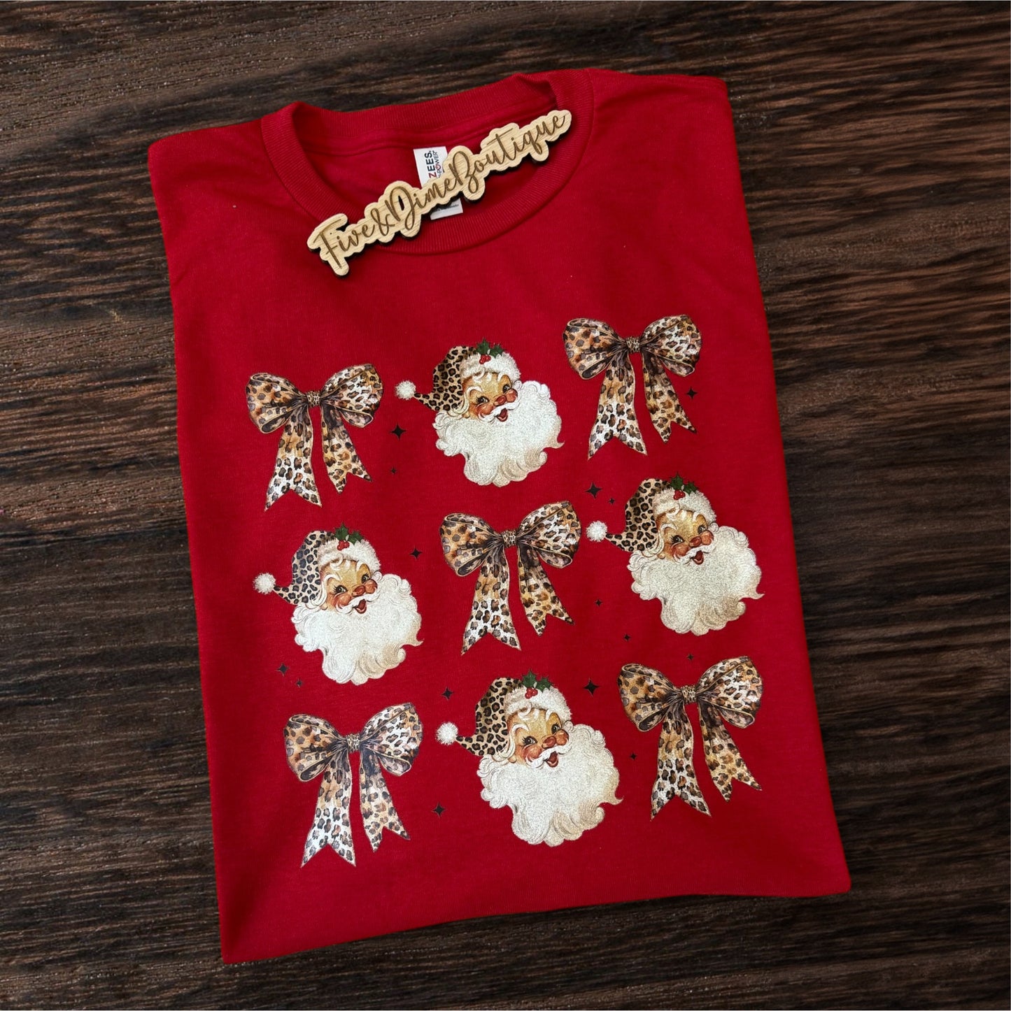 Santa and Leopard Bow Christmas Sweatshirt