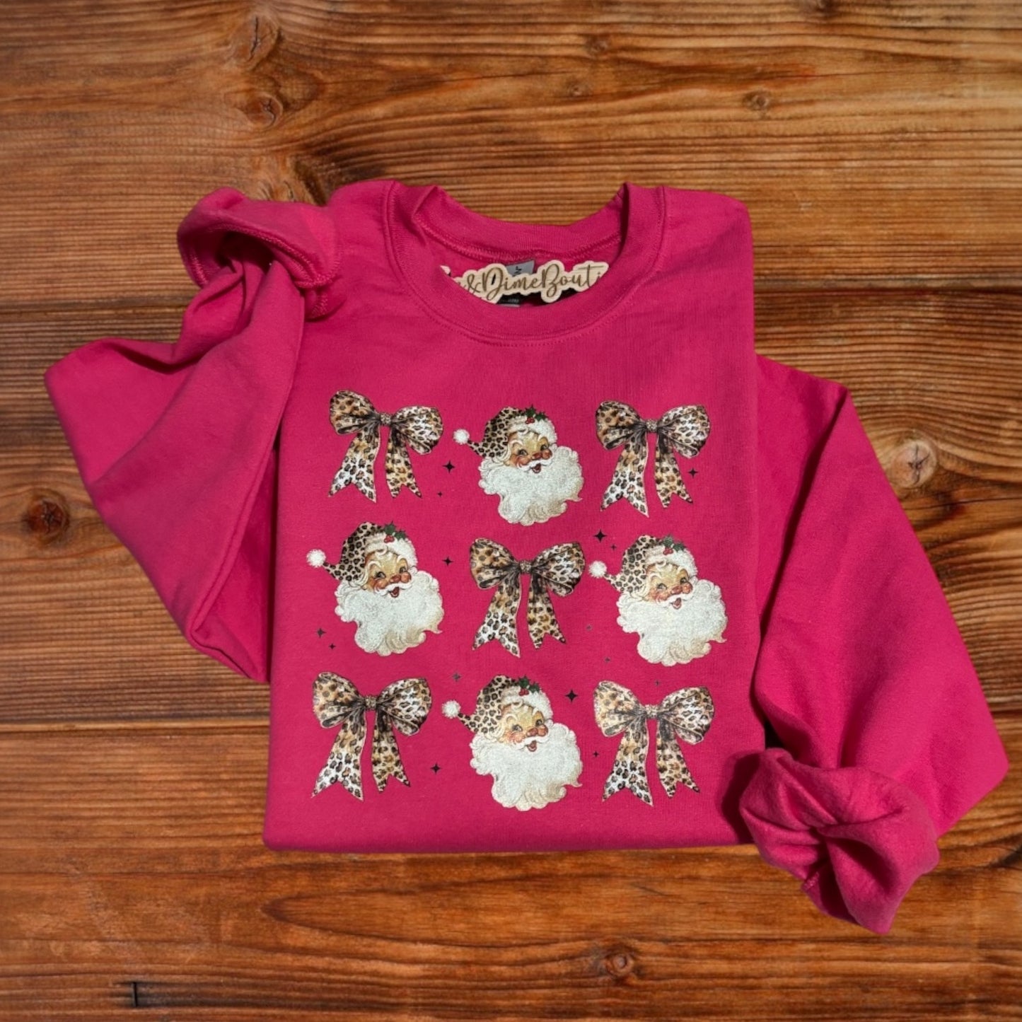 Santa and Leopard Bow Christmas Sweatshirt