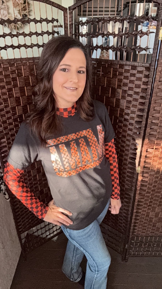 Mama Orange Checkered CC Tee or Sweatshirt