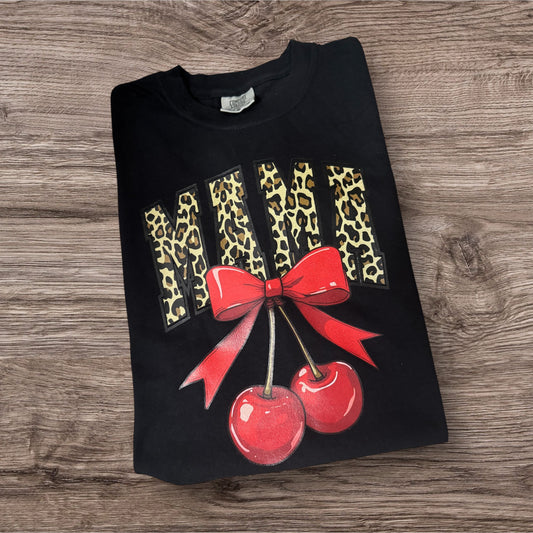 Mama Cheetah Bow Cherry Tee