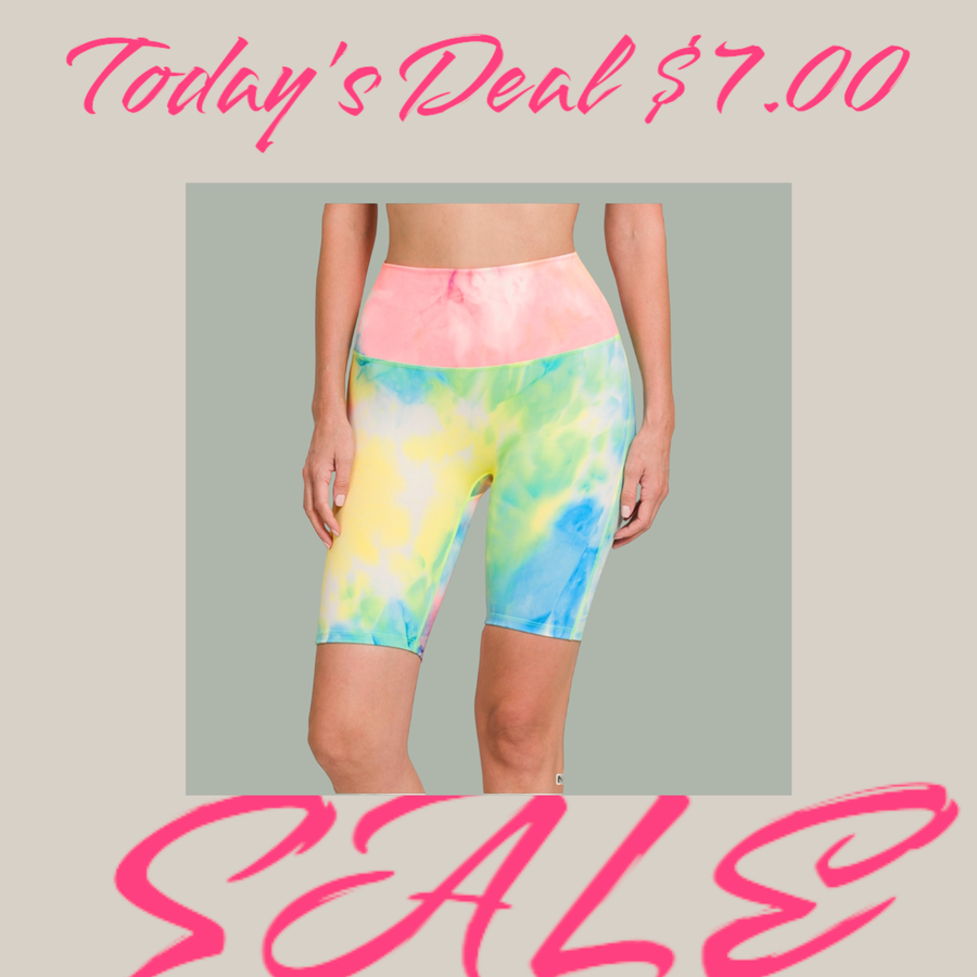 TIE DYE HIGH WAISTED BIKER SHORTS