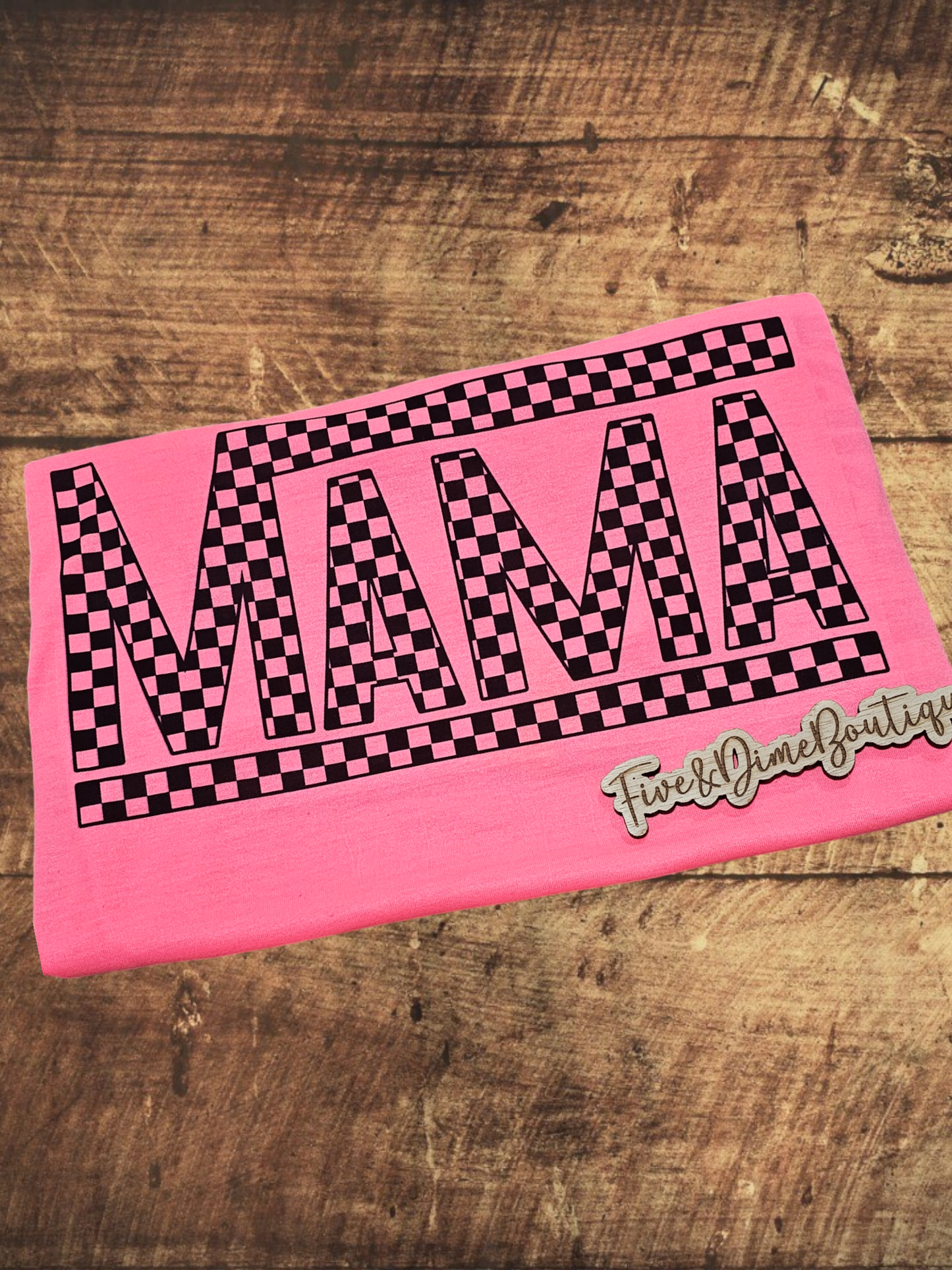 Checkered Mama Tee