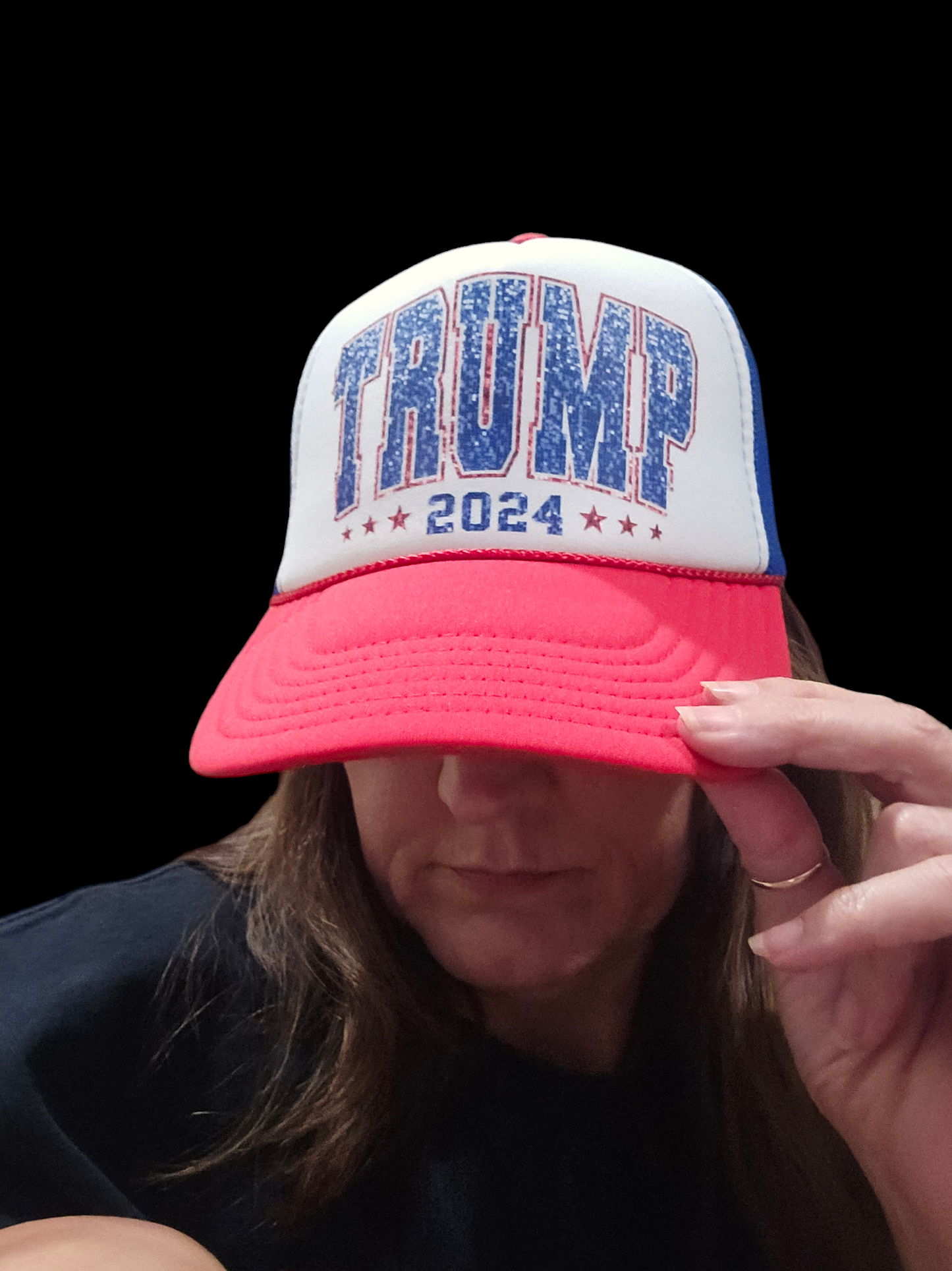 Trump 2024 Faux Sequin Trucker Hat