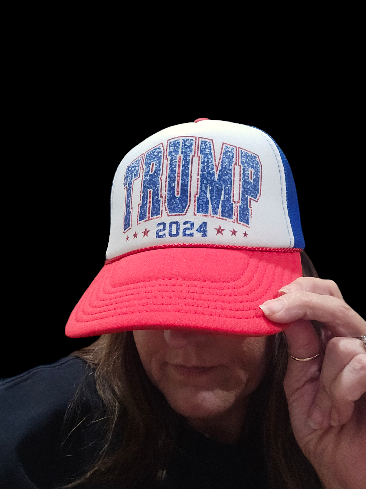 Trump 2024 Faux Sequin Trucker Hat