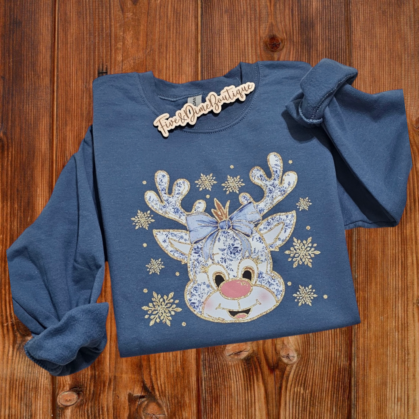 Blue and Gold Reindeer Sweatshirt