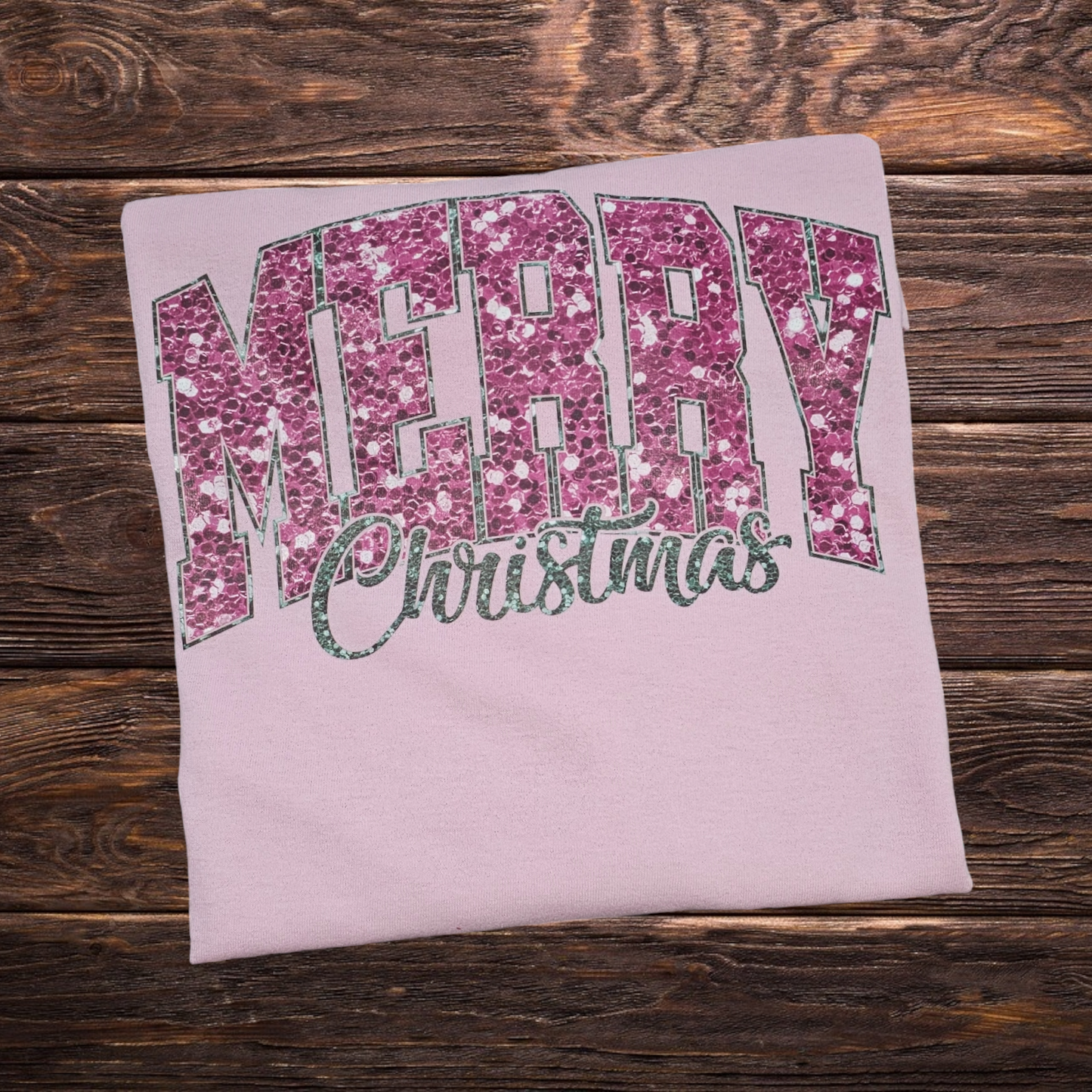 Pink Faux Merry Christmas Shirt