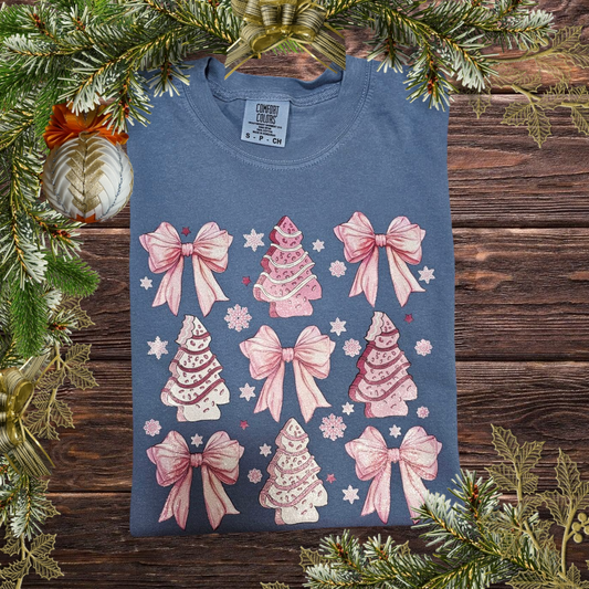 Pink Christmas Cake Coqutte Comfort Color Tee