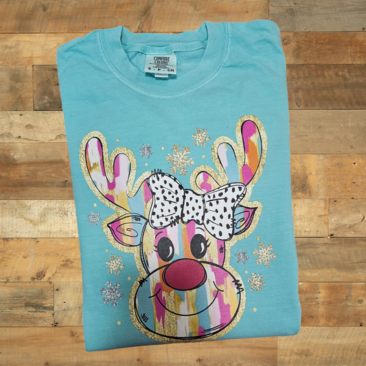 Brush Stroke Reindeer Comfort Color Tee
