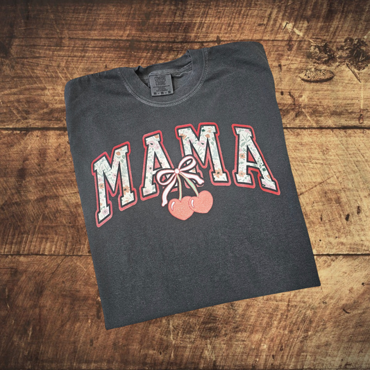 Glitter Mama Cherry Print Graphic Tee