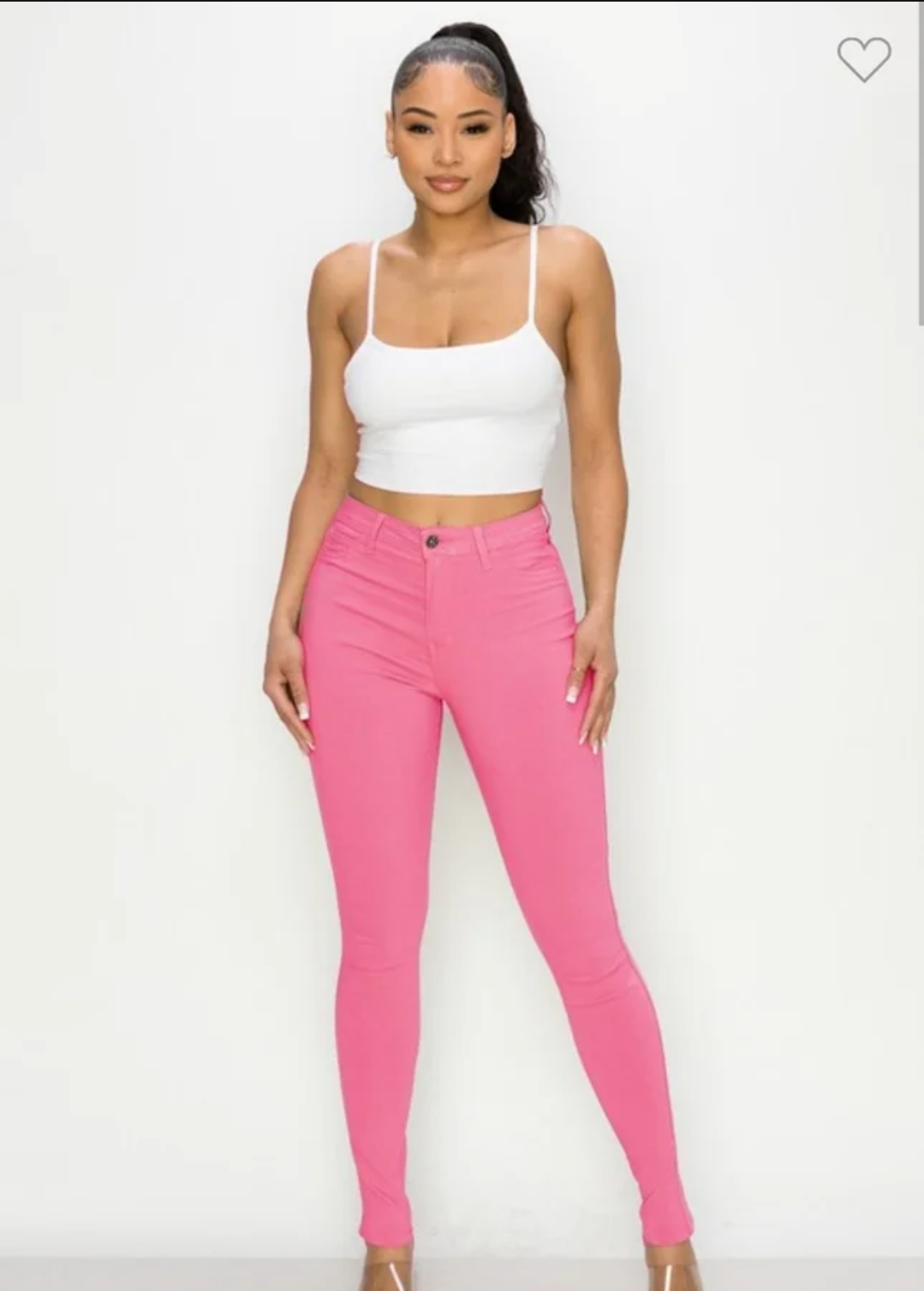 HIGH WAISTED Light Pink COLORED SUPER-STRETCH SKINNY JEANS