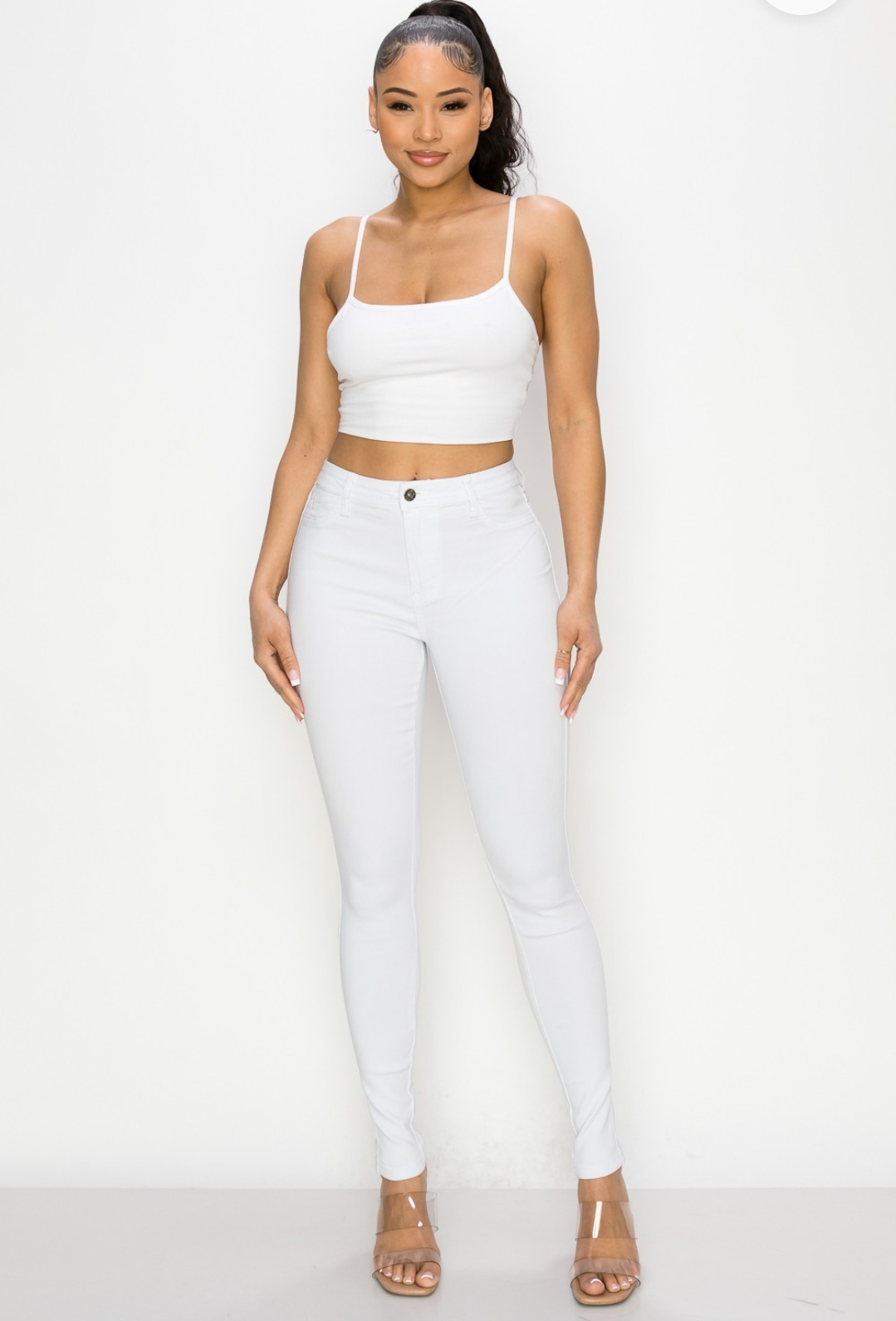 HIGH WAISTED White COLORED SUPER-STRETCH SKINNY JEANS