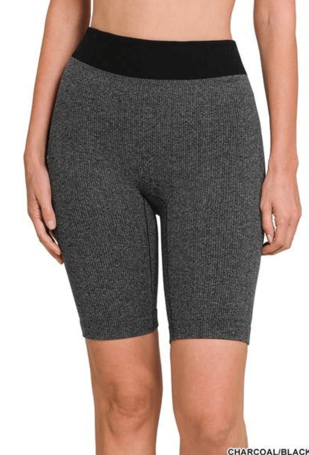 RIBBED SEAMLESS BIKER SHORTS