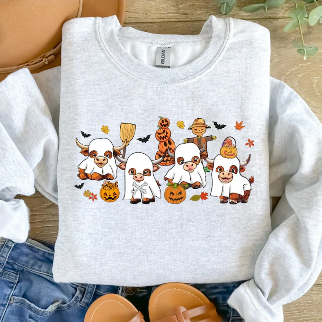 Glitter Spooky Cows Sweatshirt