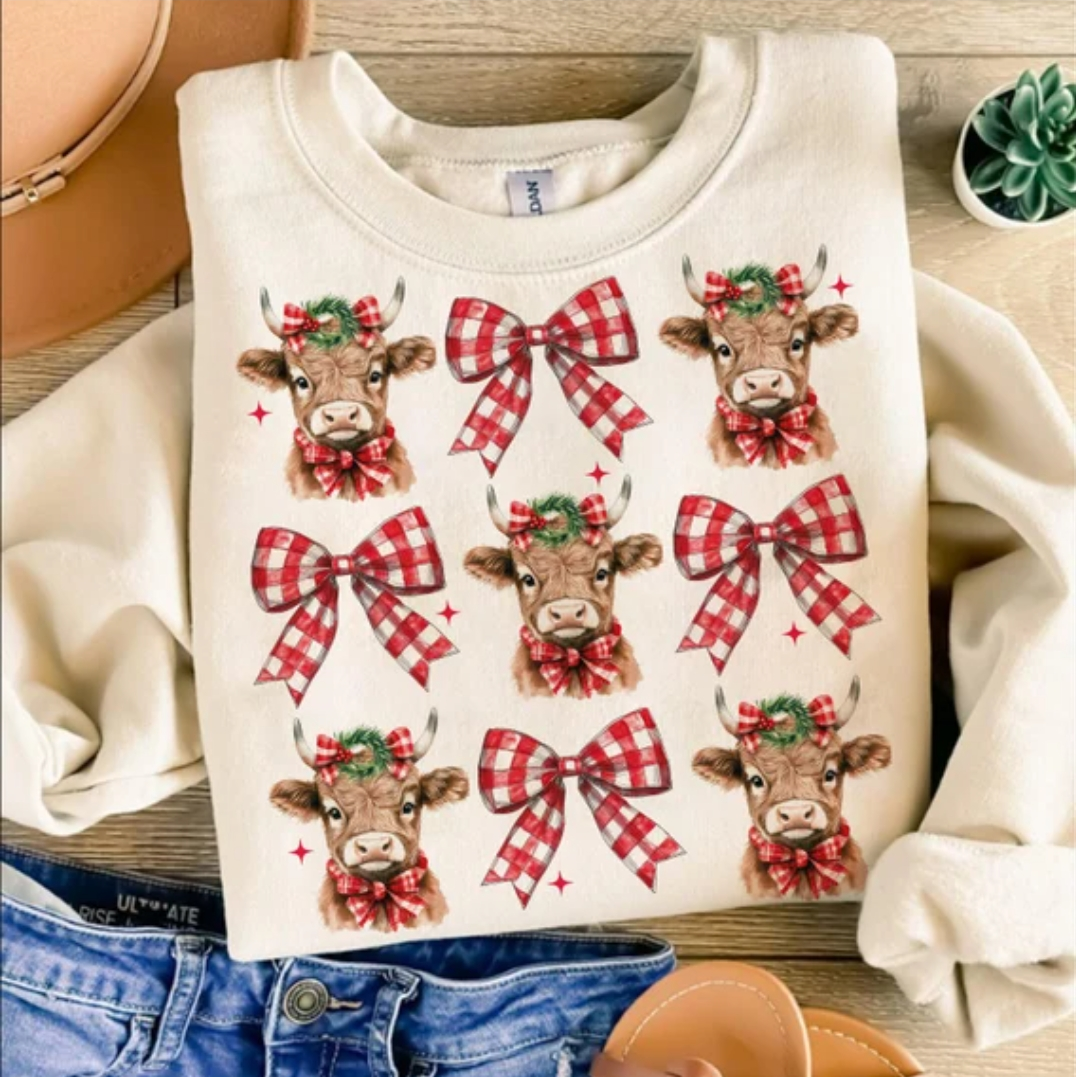 Christmas Cow Coquette Shirt