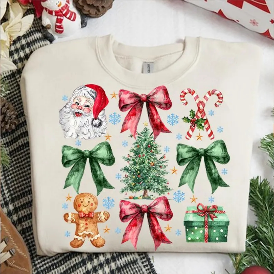 2 for $40.00 Mystery Christmas Glitter Print Sweatshirt