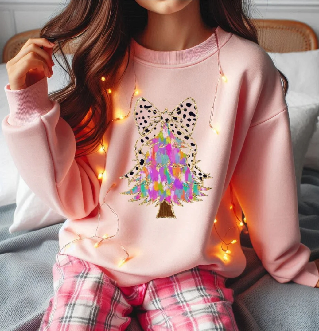 2 for $40.00 Mystery Christmas Glitter Print Sweatshirt