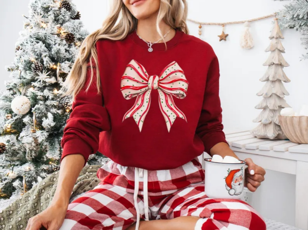 2 for $40.00 Mystery Christmas Glitter Print Sweatshirt