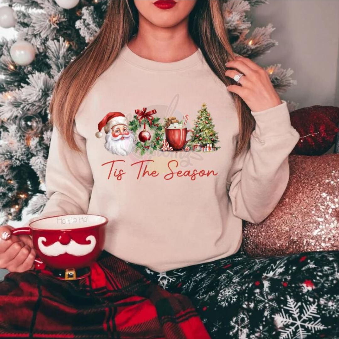 2 for $40.00 Mystery Christmas Glitter Print Sweatshirt