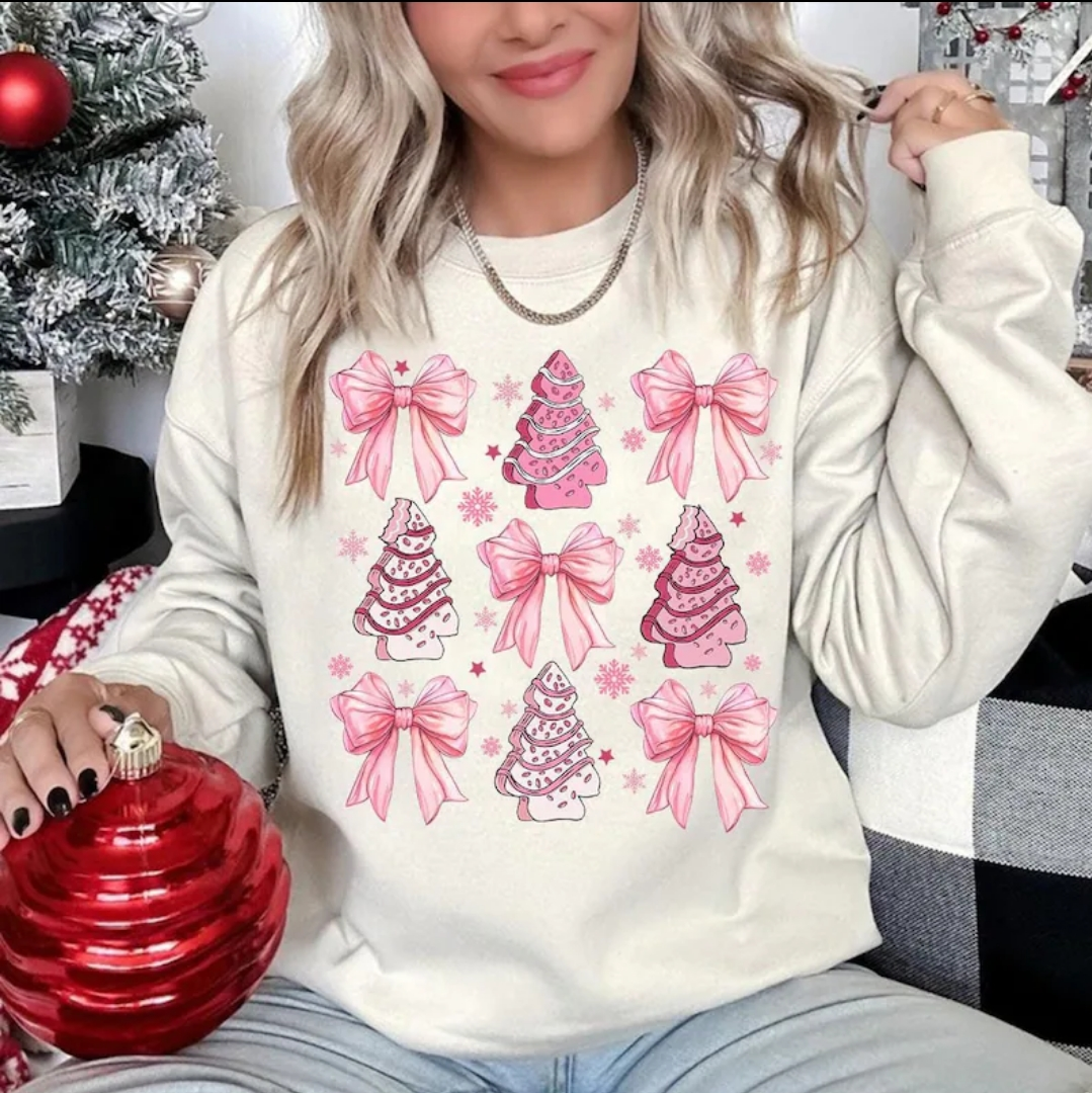 2 for $40.00 Mystery Christmas Glitter Print Sweatshirt