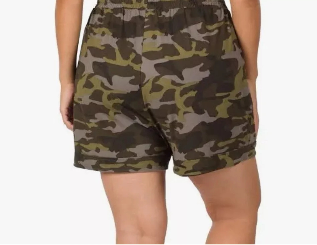 ZENANA Brushed Microfiber Camouflage Drawstring Waist Women's Shorts