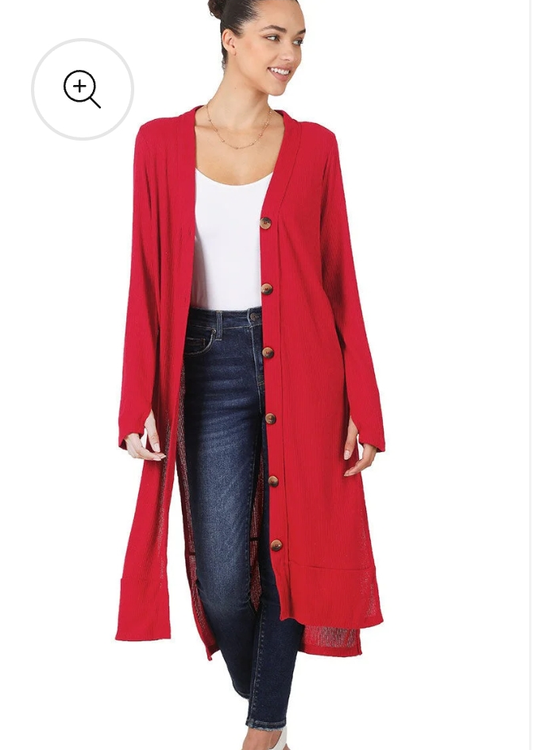 Red long Cardigan