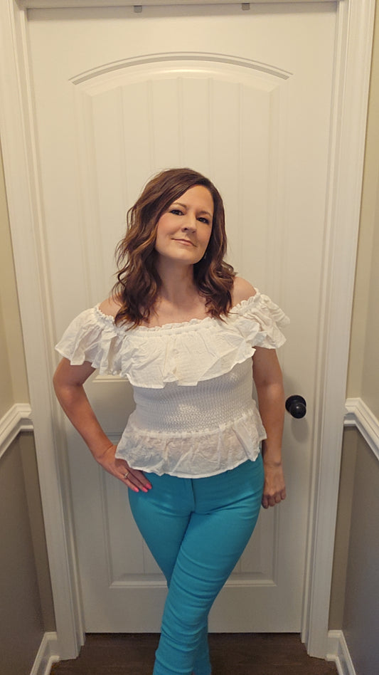 HIGH WAISTED Turquoise COLORED SUPER-STRETCH SKINNY JEANS