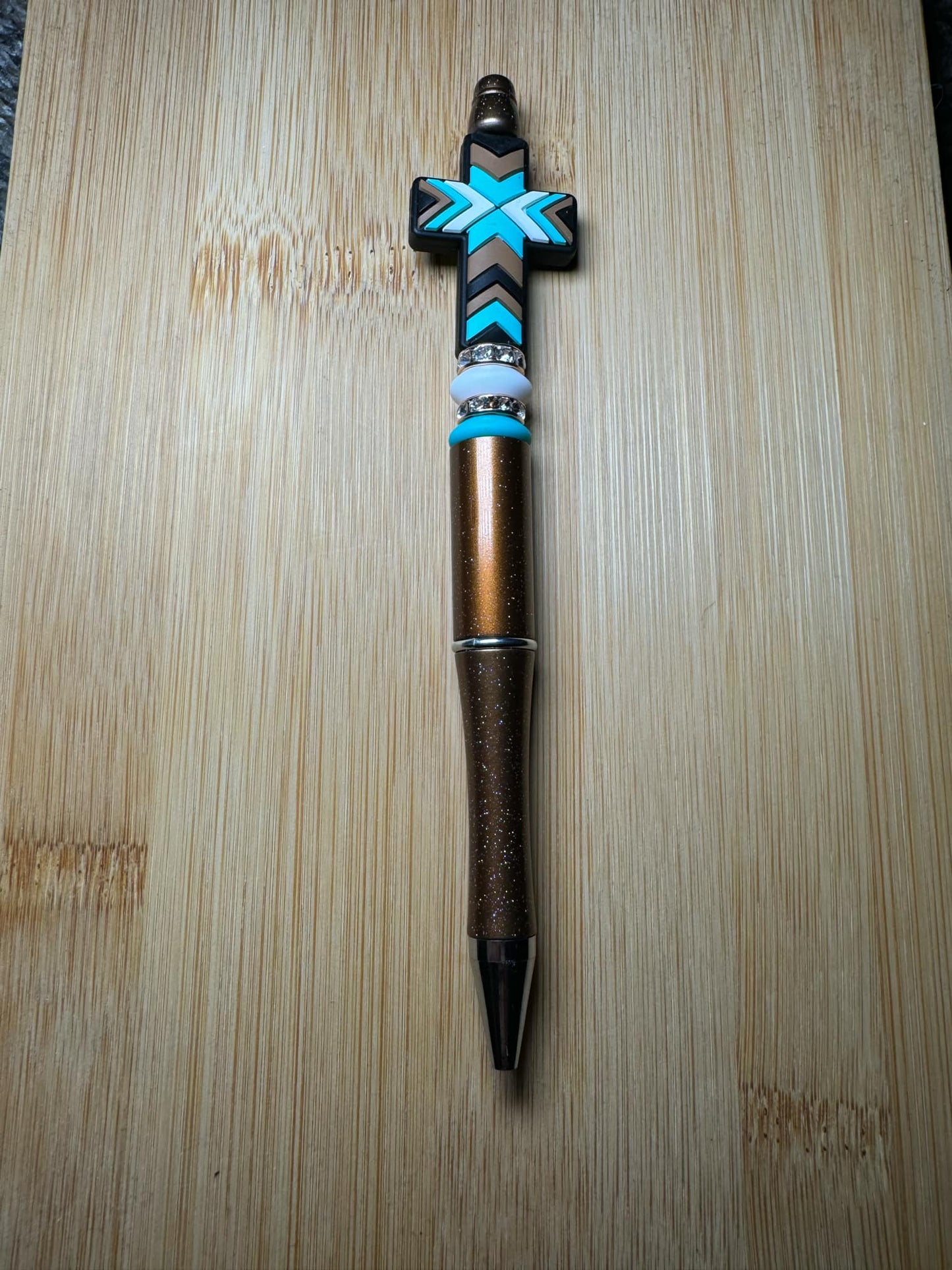 Teal Boho Cross Focal Pen