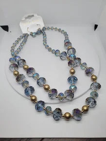 Blue and Purple Crystal Layer Necklace