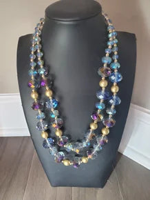 Blue and Purple Crystal Layer Necklace