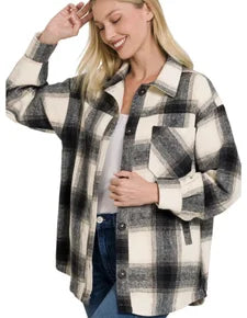 OVERSIZED YARN DYED PLAID SHACKET