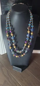 Blue and Purple Crystal Layer Necklace