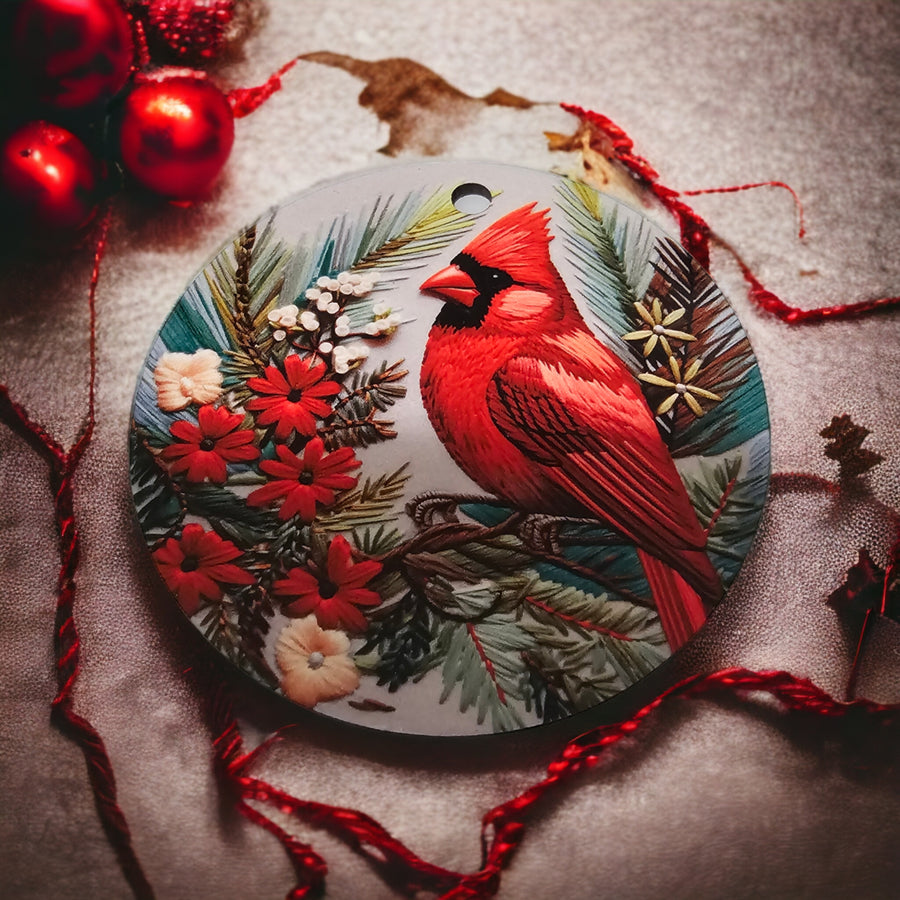 Cardinal Two Sided Christmas Ornament