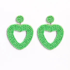 Love-green Heart Sea Bead Earrings