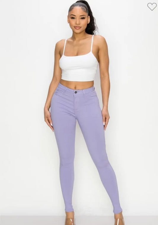 HIGH WAISTED COLORED SUPER-STRETCH SKINNY JEANS