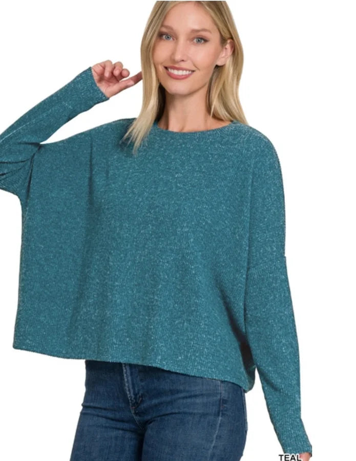 RIBBED DOLMAN LONG SLEEVE SWEATER