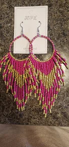 Pink and Gold Sea Beed Earrings