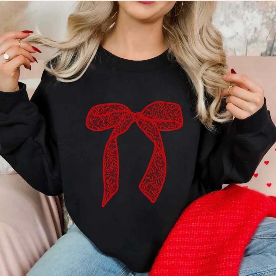 Red Lace Bow Sweatshirt