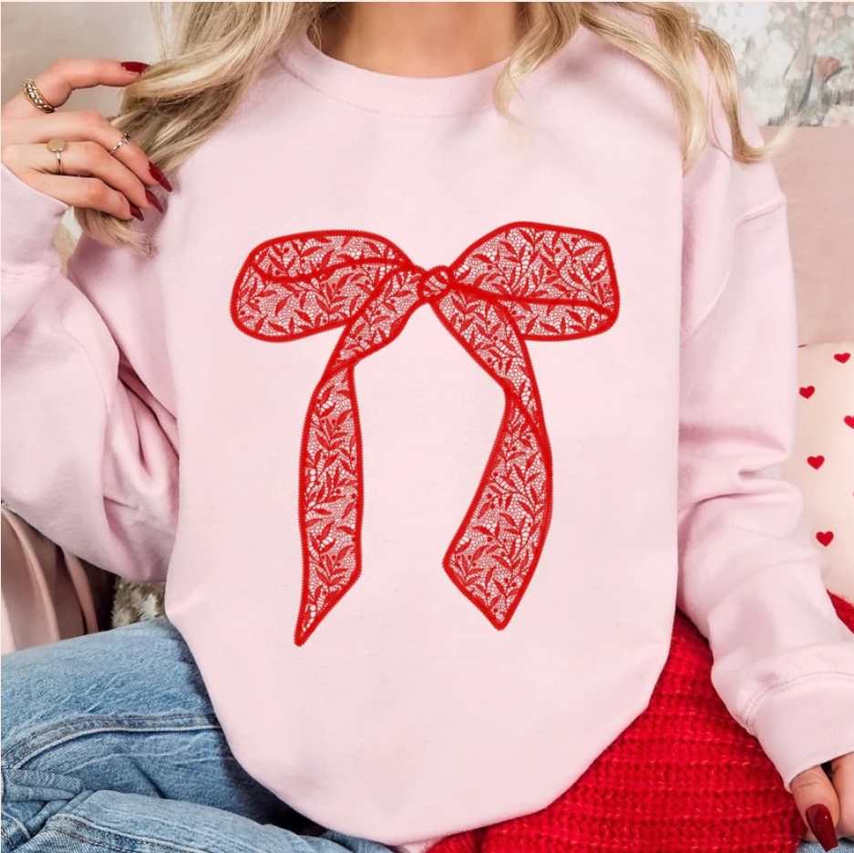 Red Lace Bow Sweatshirt