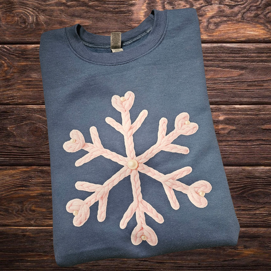 Faux Embroidered Snowflake Sweatshirt