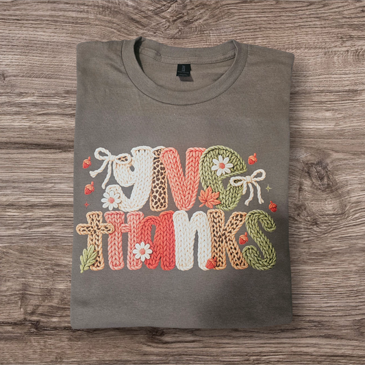 Give Thanks Faux Yarn Gildan Tee