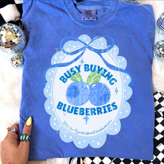 Busy Buying Blueberries Comfort Color Tee