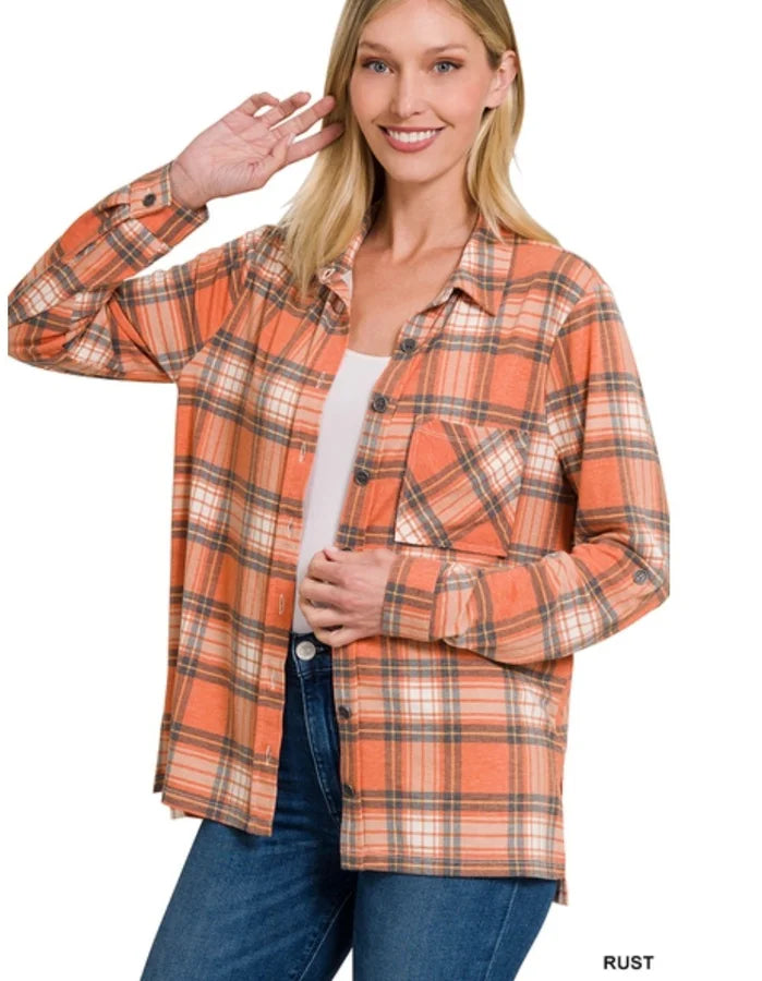 PLAID LONG SLEEVE TOP