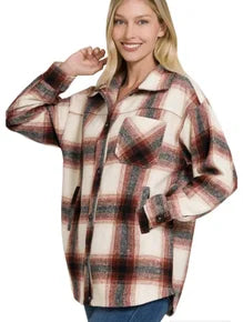 OVERSIZED YARN DYED PLAID SHACKET