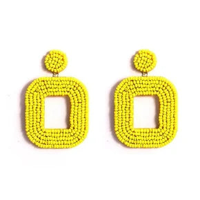 Square-yellow Sea Bead Earrings